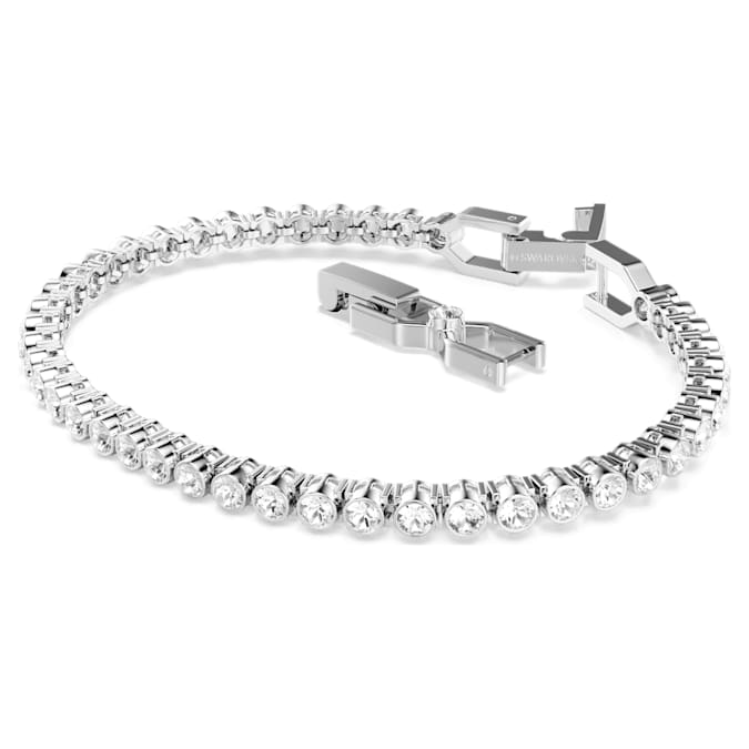 Swarovski Imber Emily Tennis bracelet, Round cut, White, Rhodium plated