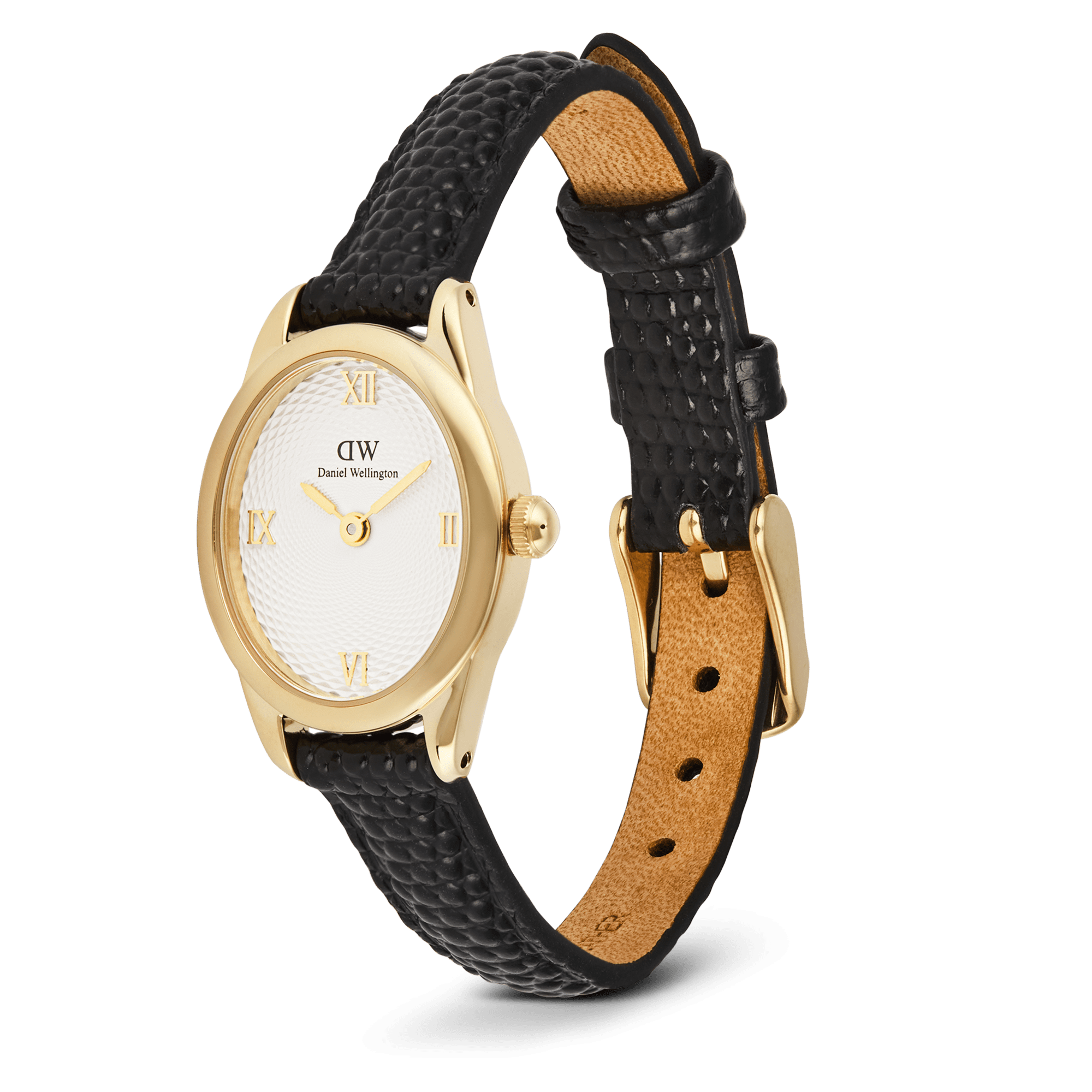 Daniel Wellington Ophelia Mini Black Lizard White Guilloché Gold