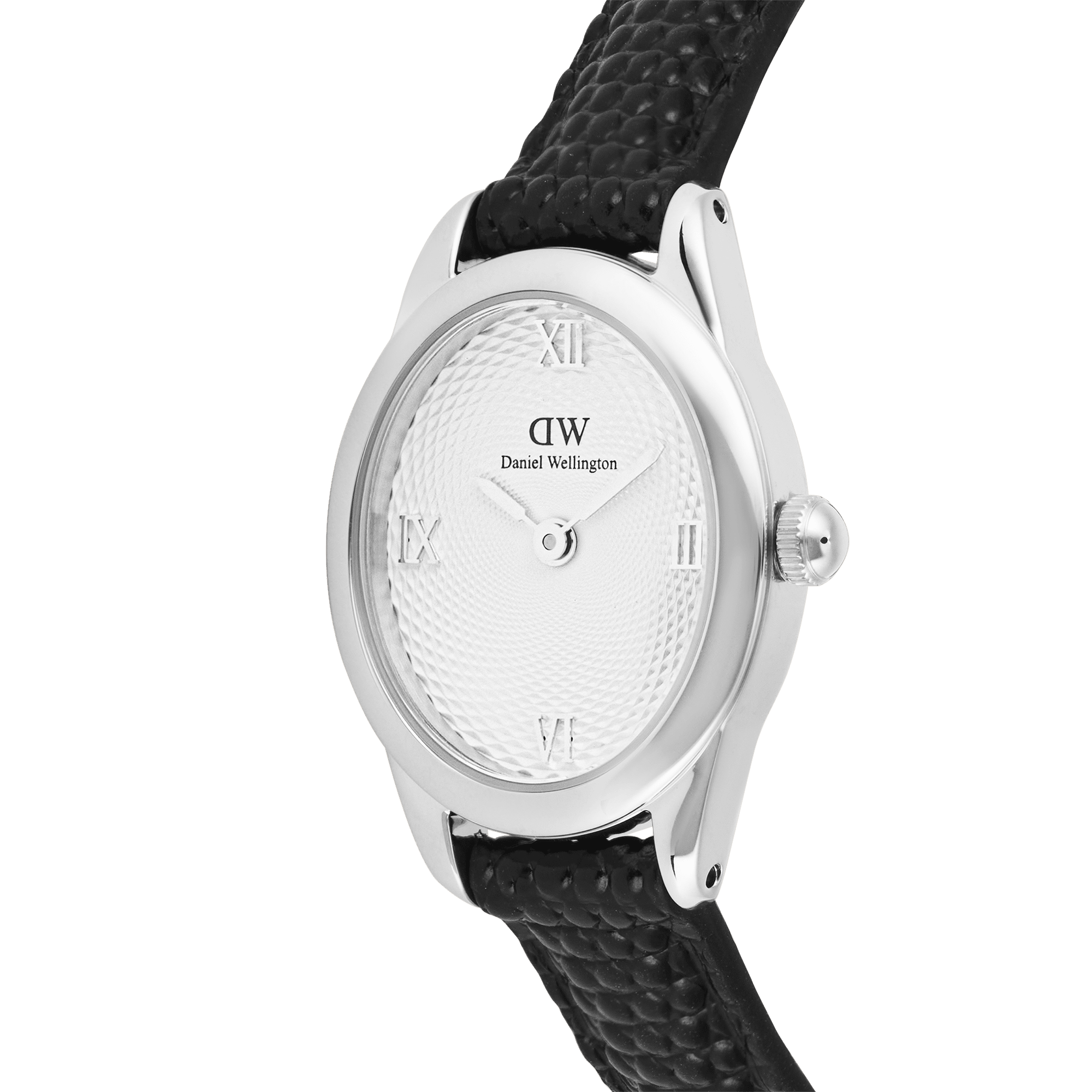 Daniel Wellington Ophelia Mini Black Lizard White Guilloché Silver