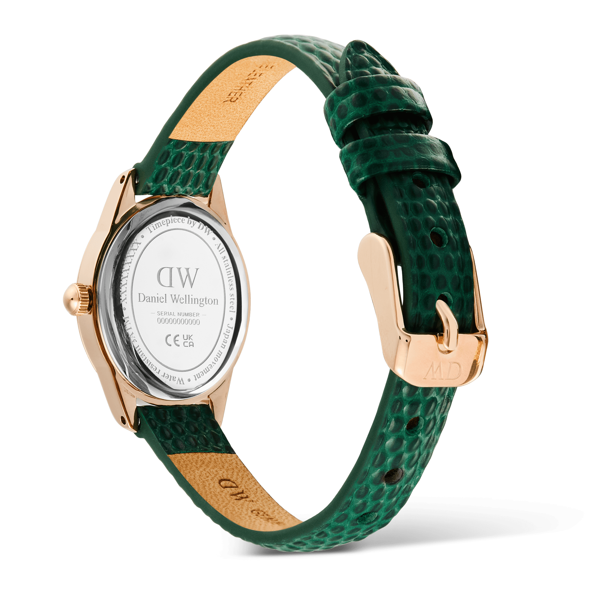 Daniel Wellington Ophelia Mini Green Lizard White Guilloché Rose Gold