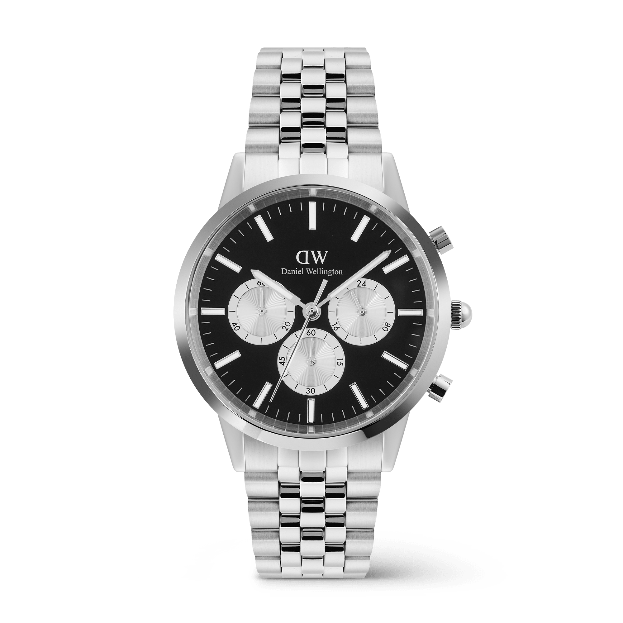 Daniel Wellington Iconic Chronograph Arch 5-Link Onyx Panda Silver