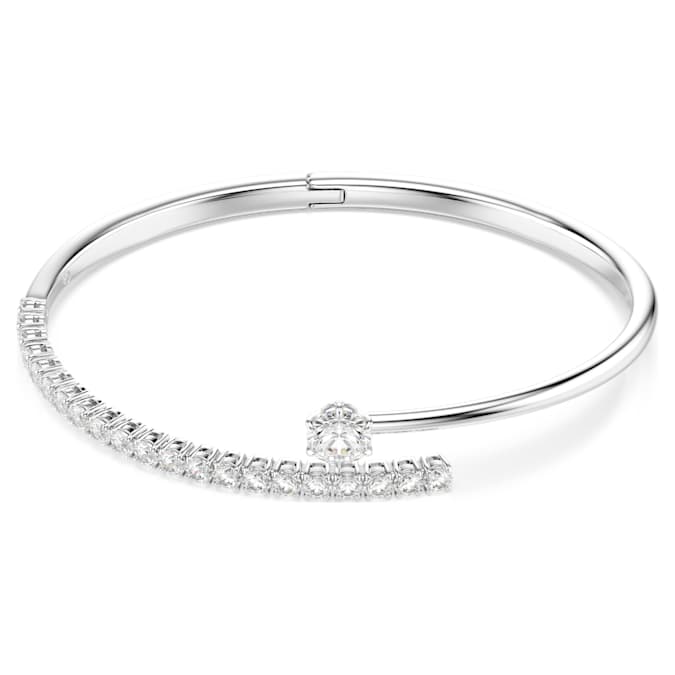 Swarovski Matrix bangle, Round cut, White, Rhodium plated