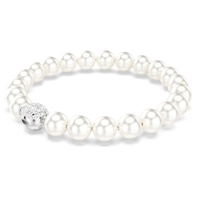 Swarovski Matrix bracelet, Crystal pearl, White, Rhodium plated