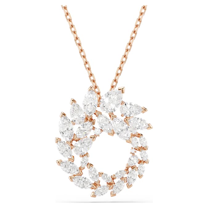 Swarovski Mesmera pendant, Marquise cut, White, 18K rose gold finish