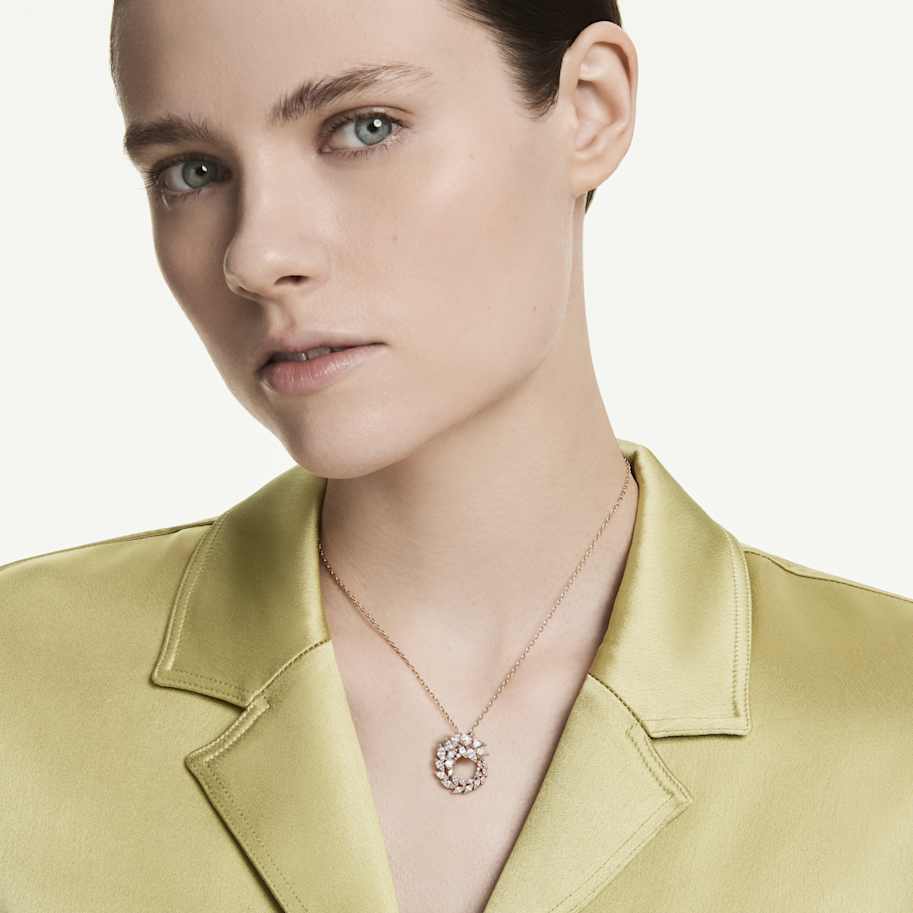 Swarovski Mesmera pendant, Marquise cut, White, 18K rose gold finish