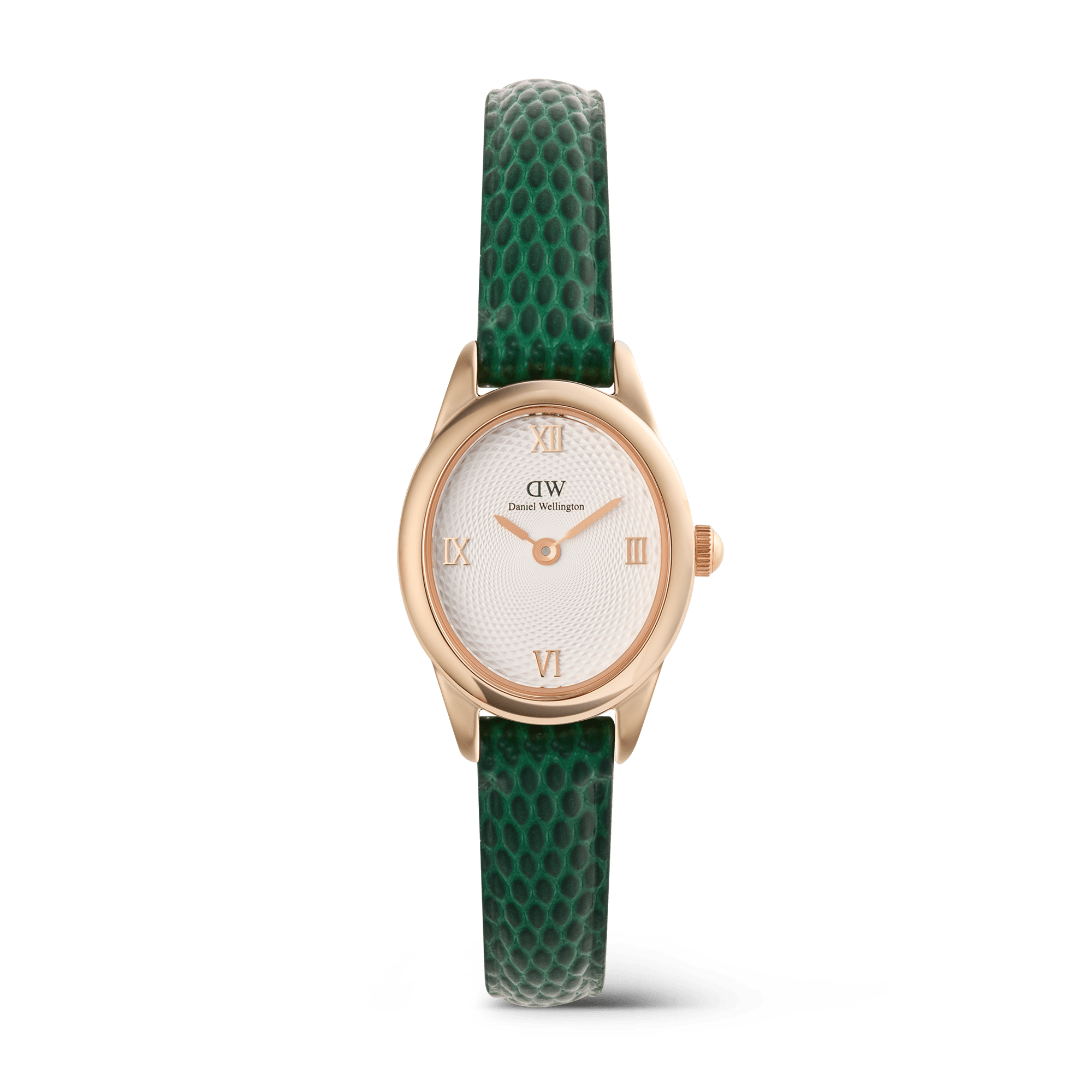 Daniel Wellington Ophelia Mini Green Lizard White Guilloché Rose Gold