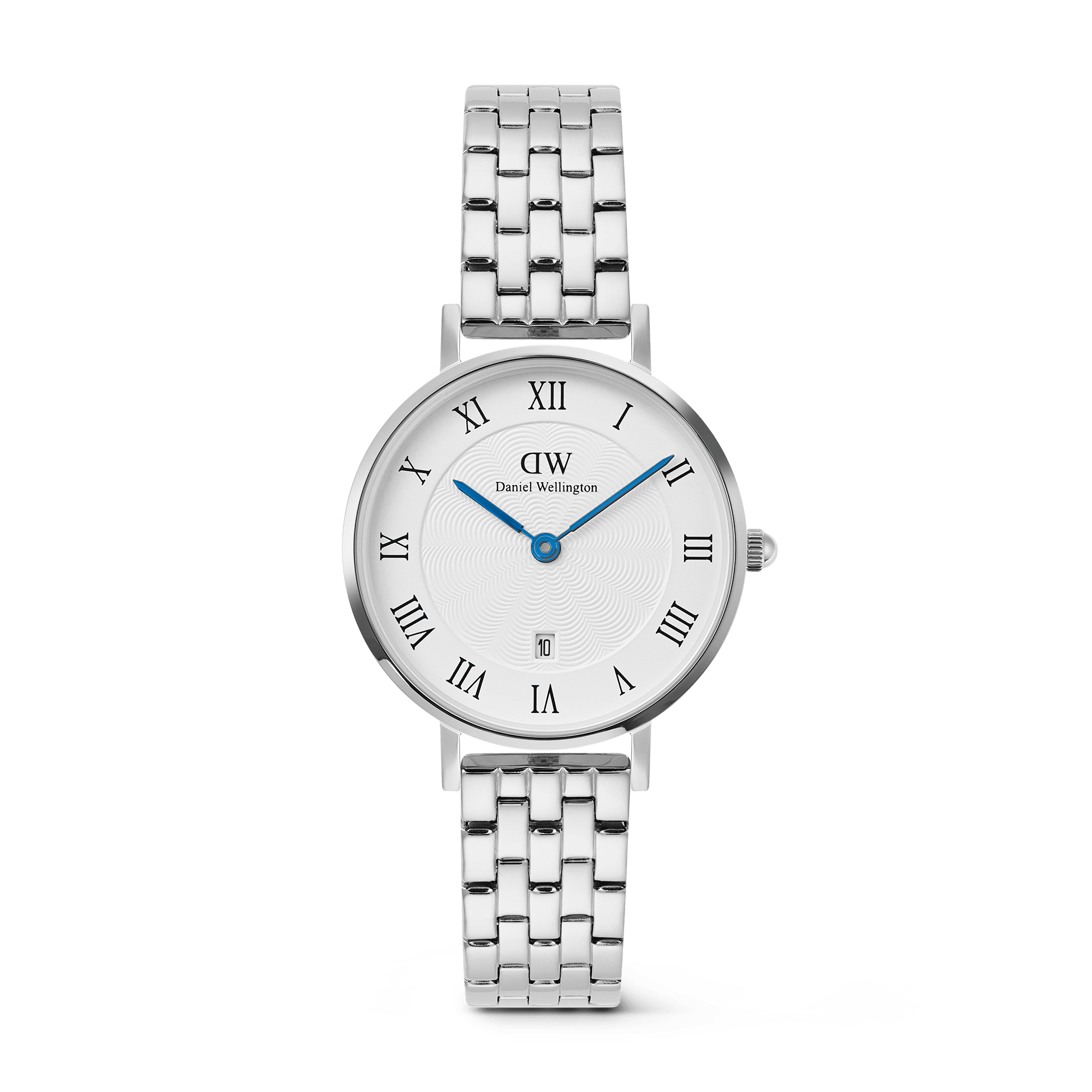 Daniel Wellington Petite Roman Numerals Date 5-link Silver