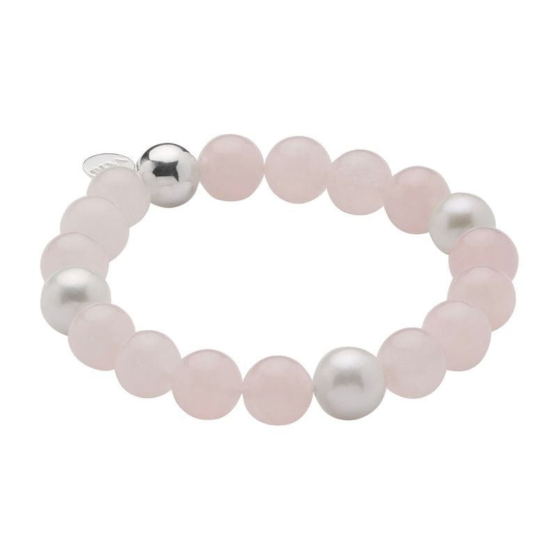 Najo Sunset Rose Quartz & Pearl Stretch Bracelet