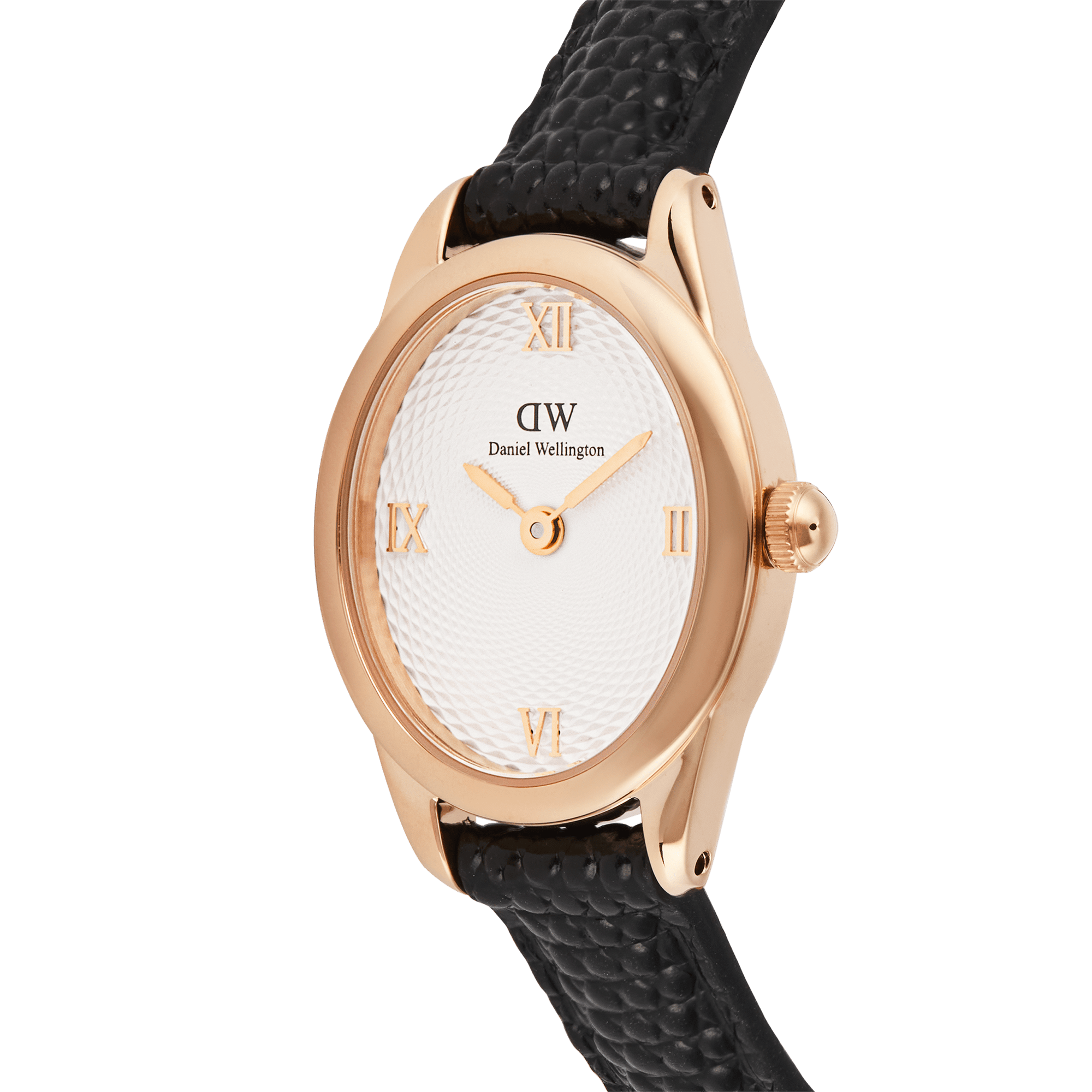 Daniel Wellington Ophelia Mini Black Lizard White Guilloché Rose Gold