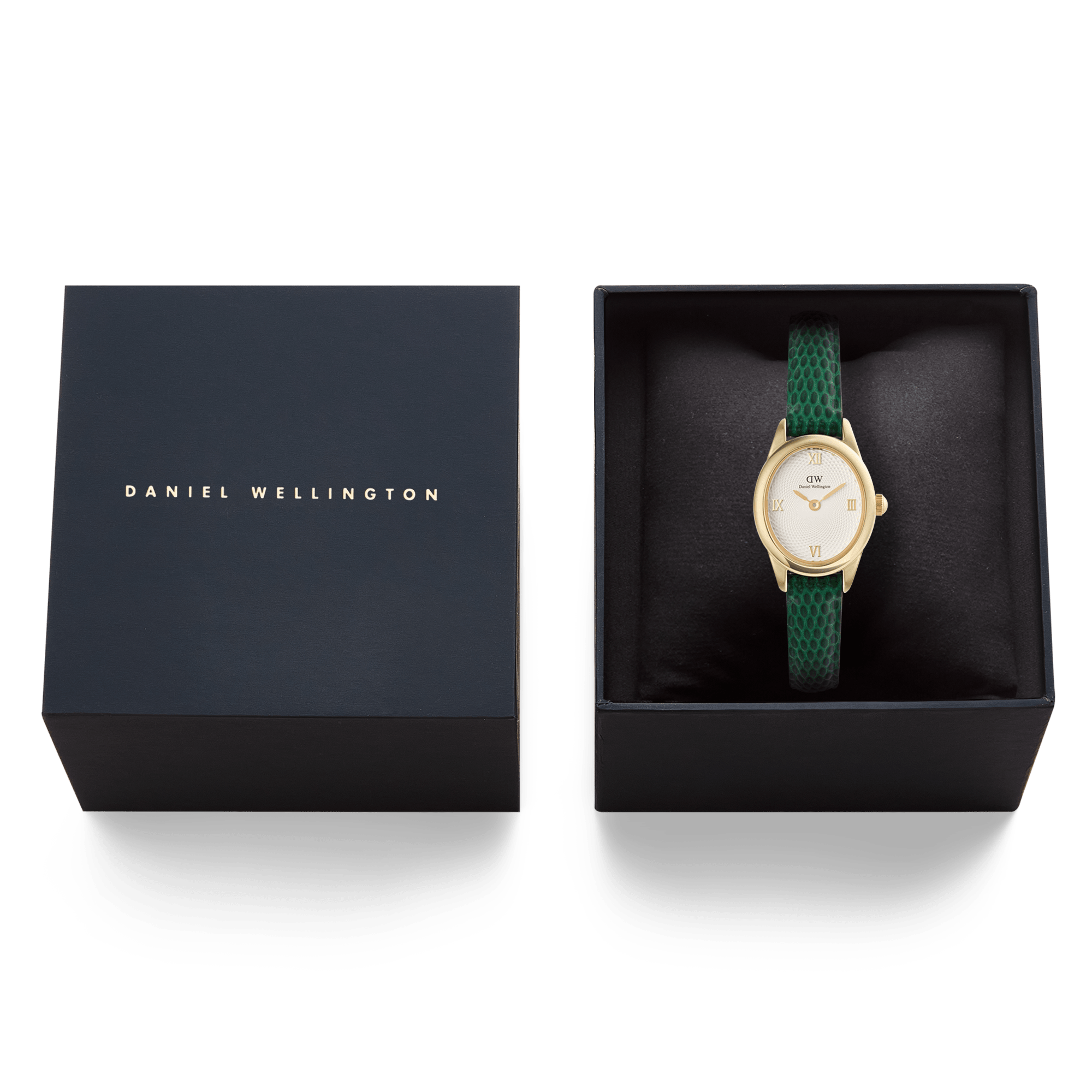 Daniel Wellington Ophelia Mini Green Lizard White Guilloché Gold