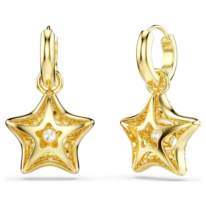 Swarovski Sublima drop earrings, Round cut, Star, Multicoloured, 18K gold finish