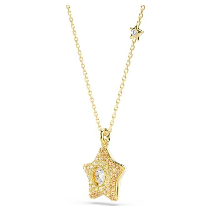 Swarovski Sublima pendant, Round cut, Star, Multicoloured, 18K gold finish