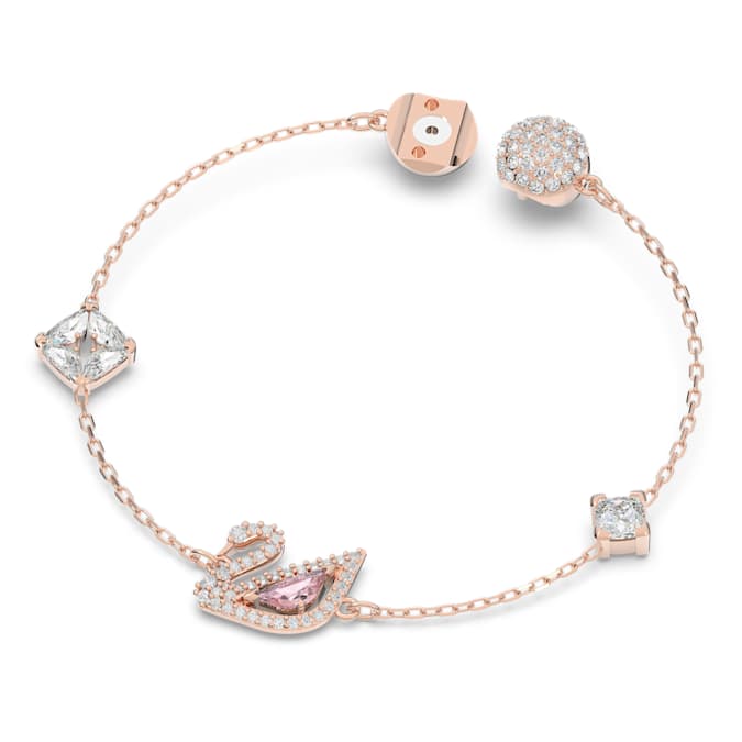 Swarovski Swan bracelet, Swan, Pink, 18K rose gold finish