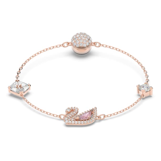 Swarovski Swan bracelet, Swan, Pink, 18K rose gold finish