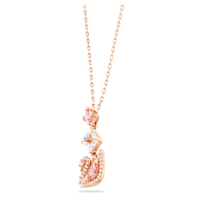 Swarovski Swan pendant, Swan, Pink, 18K rose gold finish