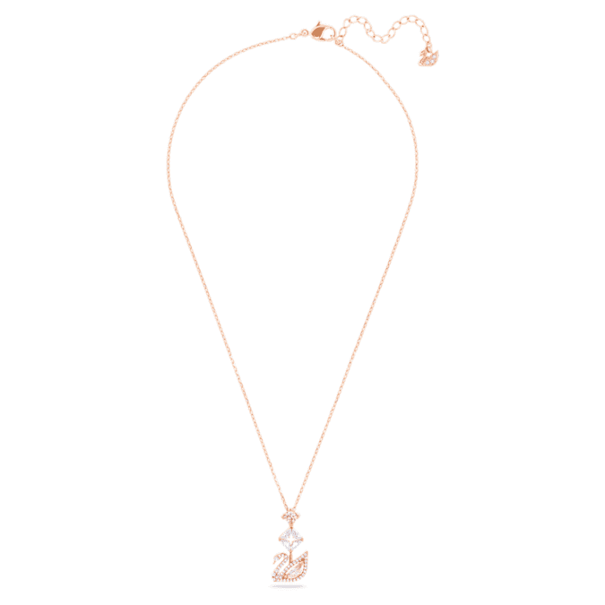 Swarovski Swan pendant, Swan, Pink, 18K rose gold finish