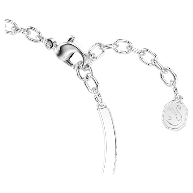 Swarovski Symbolica bangle, Round cut, Pavé, Horseshoe, Blue, Rhodium plated