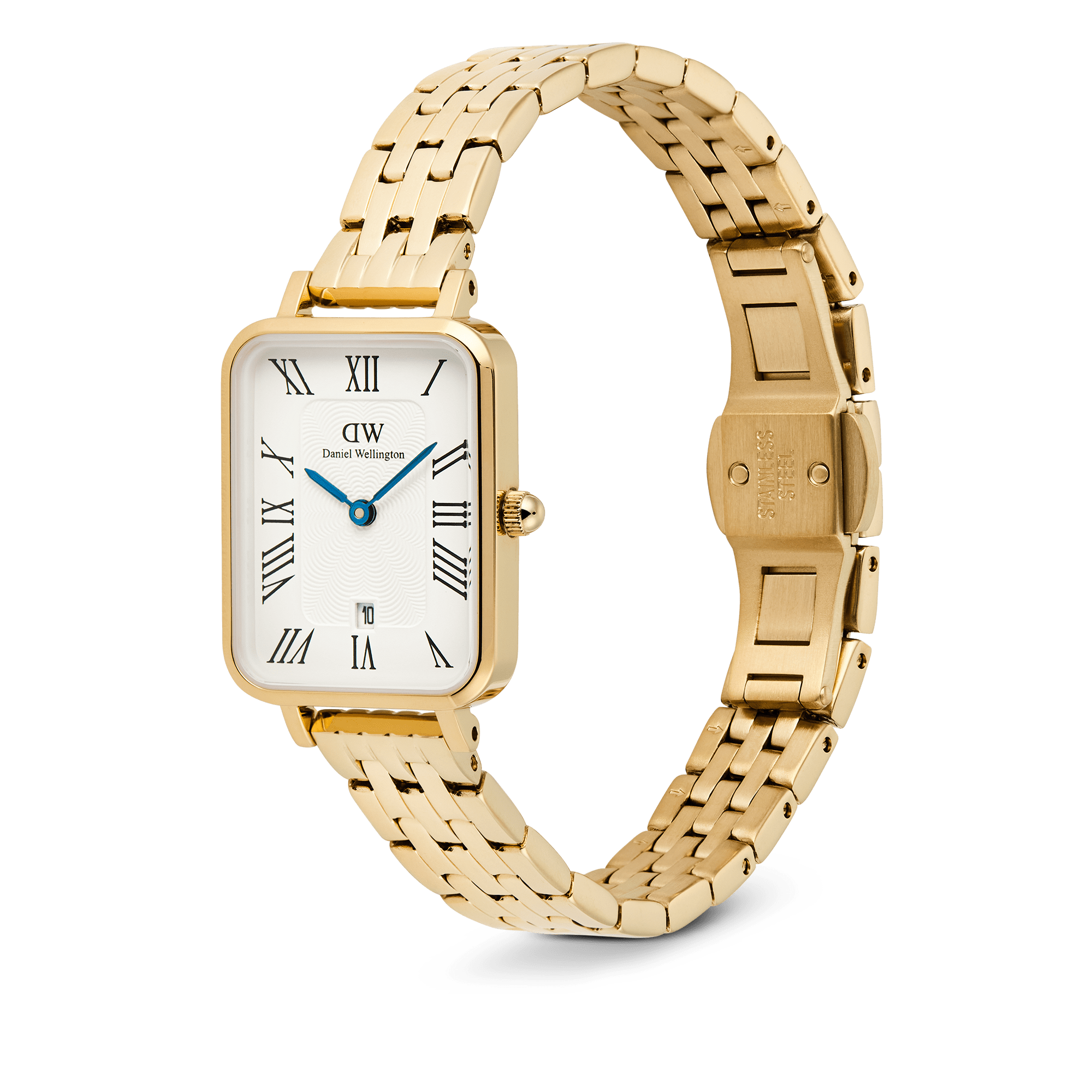 Daniel Wellington Quadro Roman Numerals Date 5-link Gold