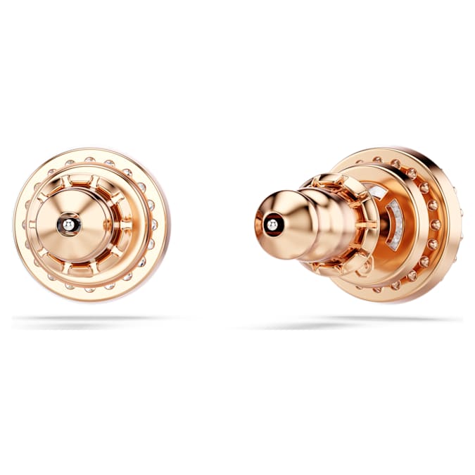 Swarovski Una Angelic stud earrings, Round cut, Pavé, White, 18K rose gold finish