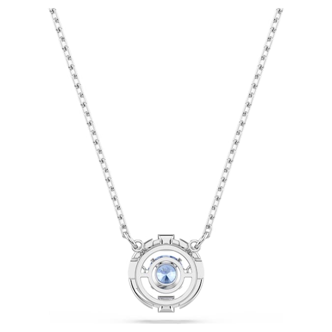 Swarovski Una necklace, Round cut, Blue, Rhodium plated