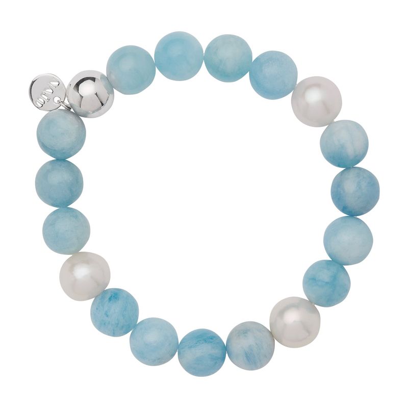 Najo Sunset Aquamarine & Pearl Stretch Bracelet