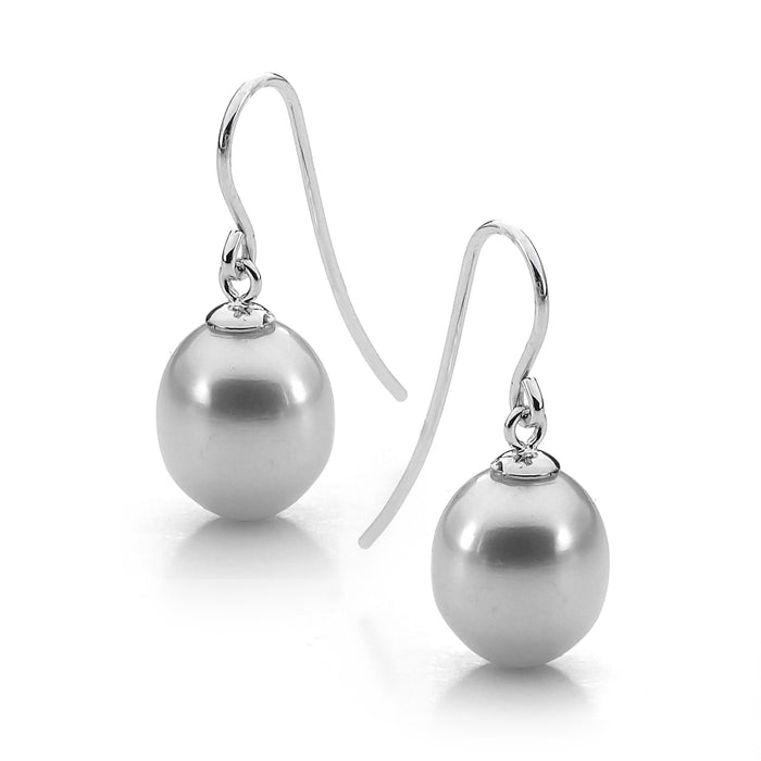 IKECHO Grey Freshwater Pearl The Silver Moon Earrings in Silver