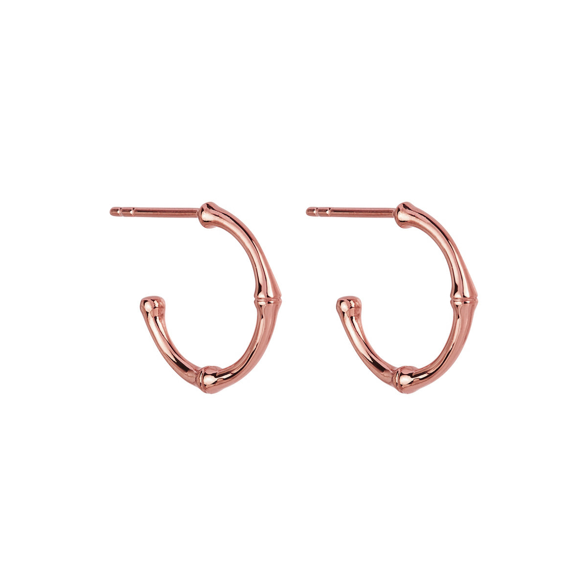 NAJO Bamboo Small Rose Gold Stud Hoop Earring