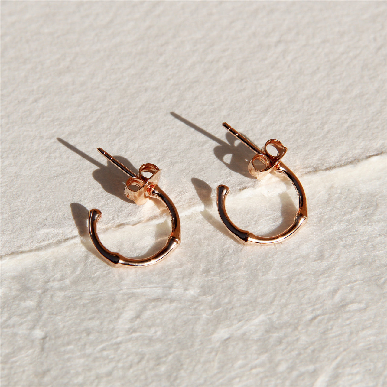 NAJO Bamboo Small Rose Gold Stud Hoop Earring