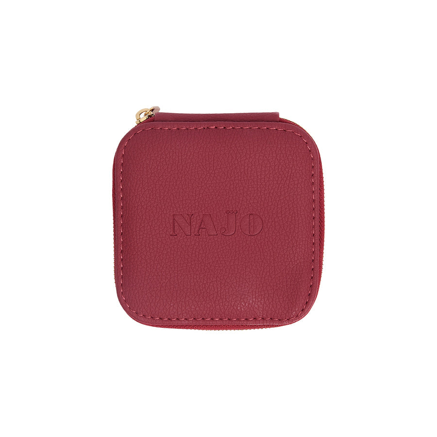 NAJO Red Leather Mini Jewellery Travel Box