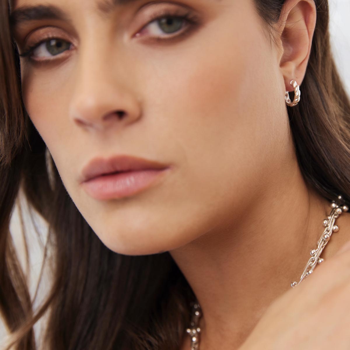 Najo Zippy Twist Huggie Earring - Sterling Silver