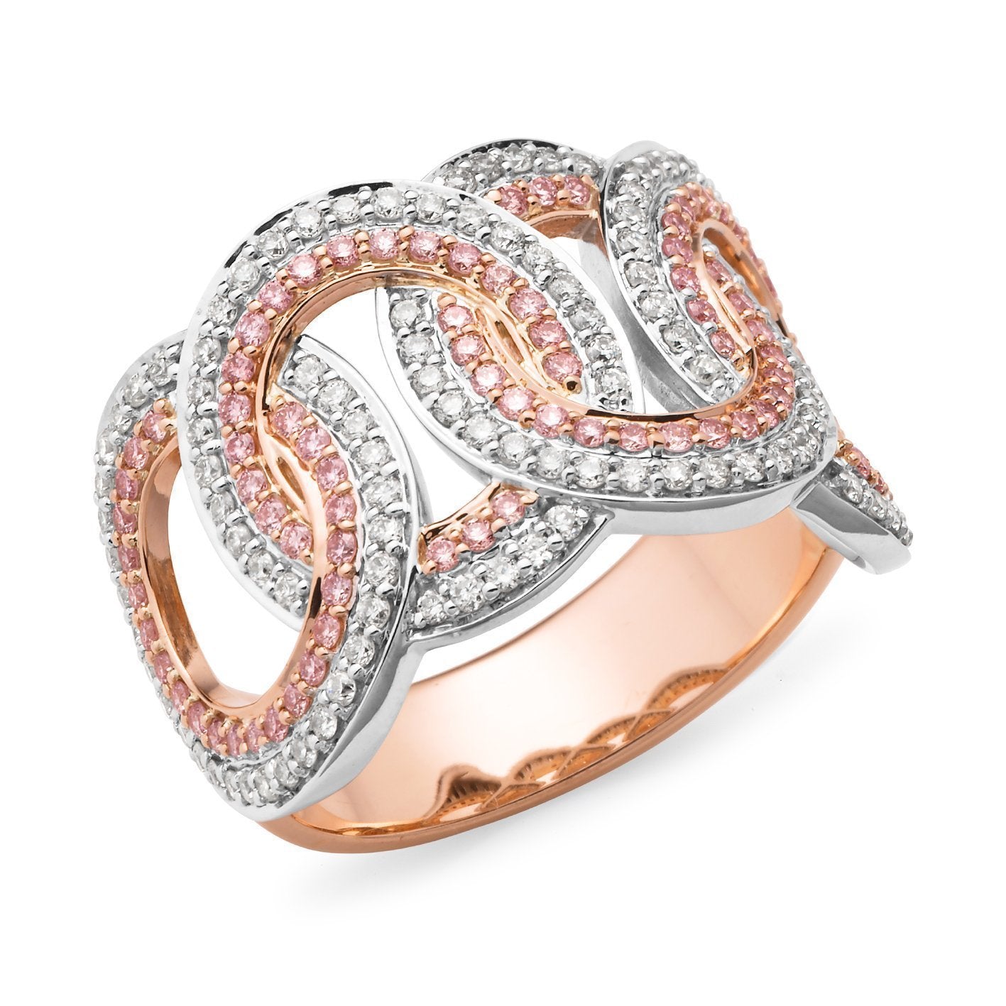 1ct White & Pink Diamond Ring in 9ct Rose & White Gold