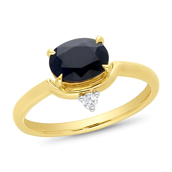 1.66ct Sapphire & Diamond Ring in 9ct Yellow Gold