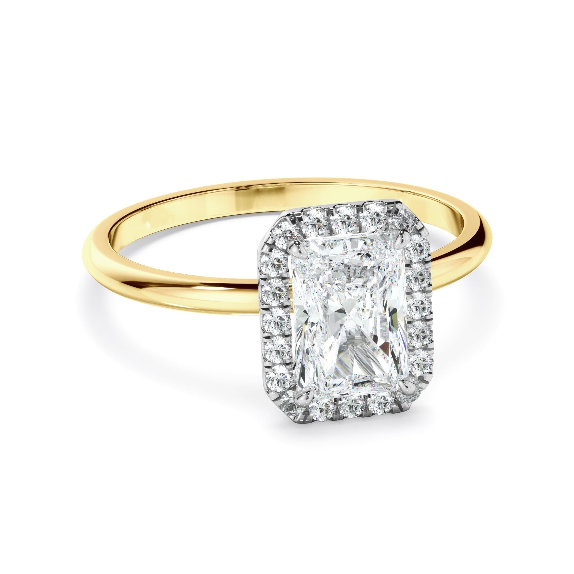 Radiant Cut Diamond Halo Engagement Ring