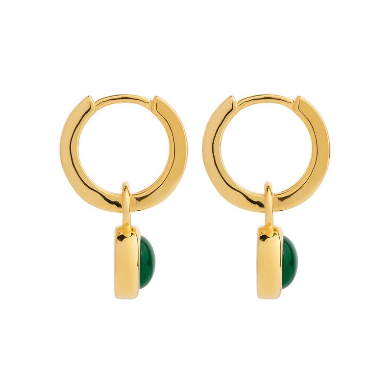 Najo Solace Yellow Gold Green Onyx Huggie Earring