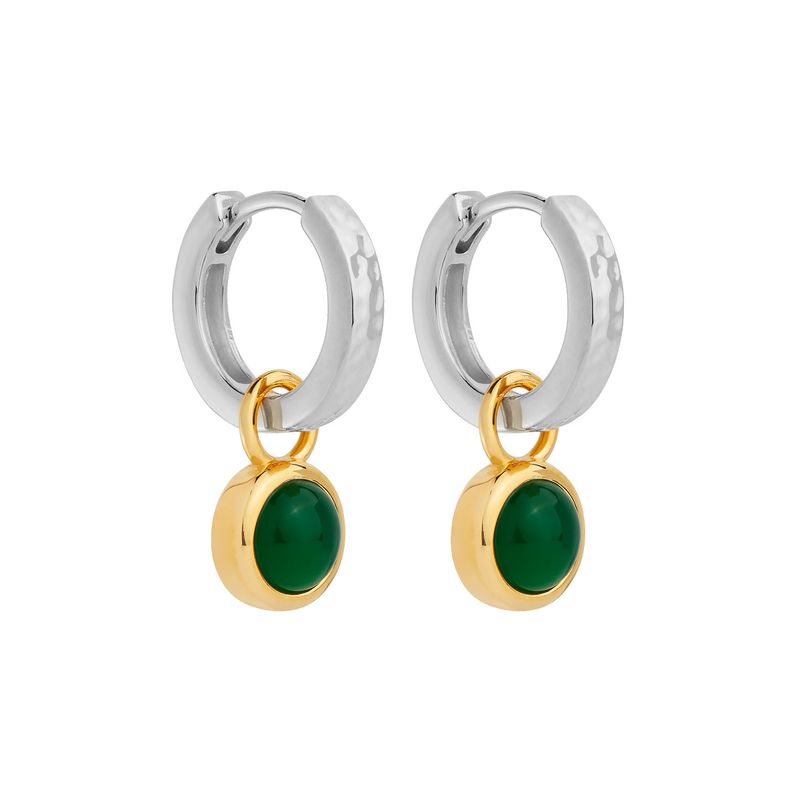 Najo Solace 2-Tone Green Onyx Huggie Earring