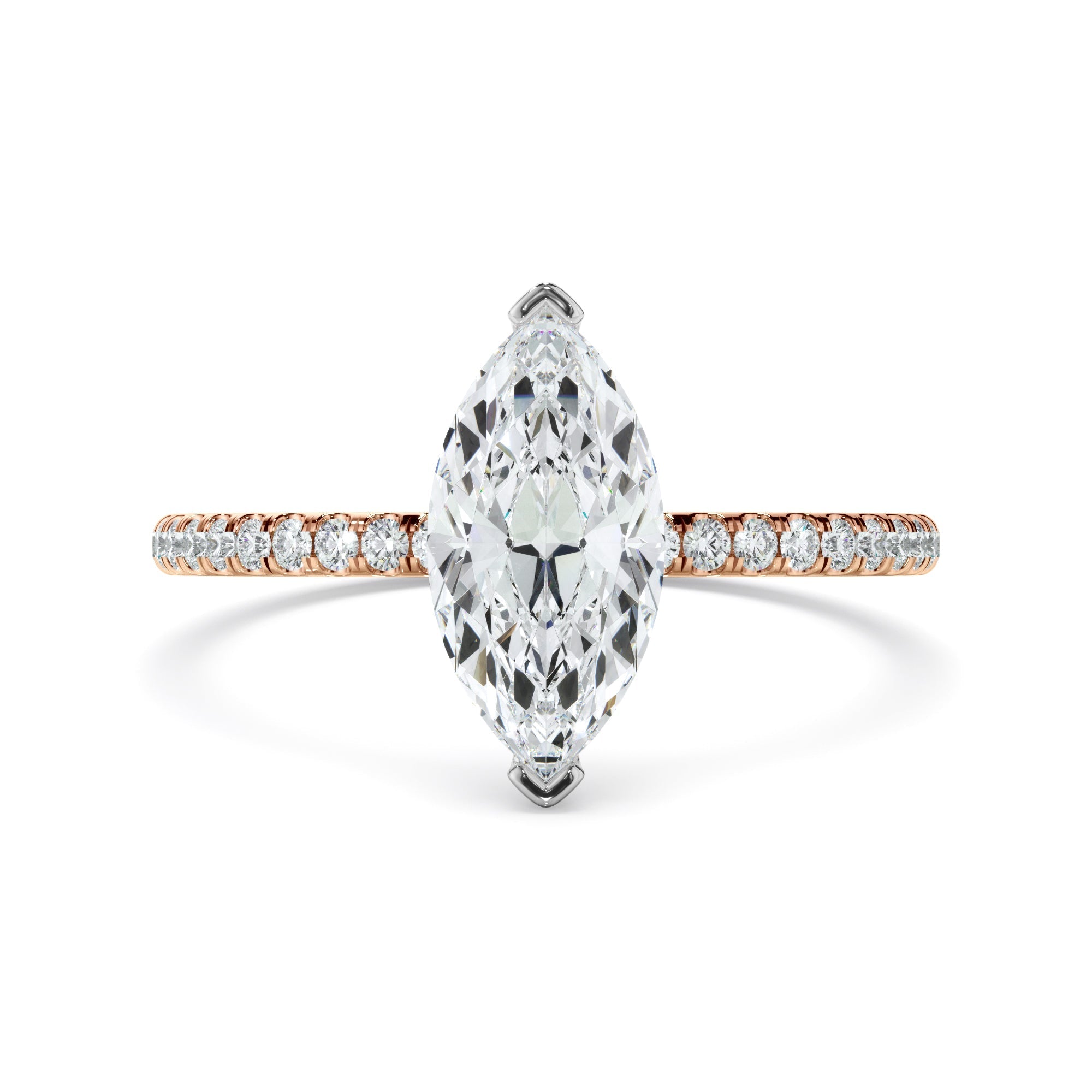 Marquise Cut Diamond Engagement Ring With Pave Band