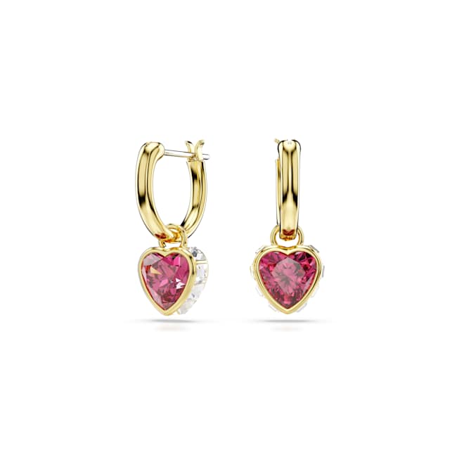 Swarovski Chroma Drop Earrings – Heart, Red, Gold-tone plated