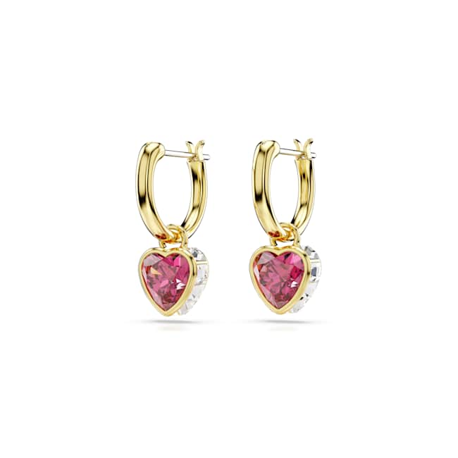 Swarovski Chroma Drop Earrings – Heart, Red, Gold-tone plated