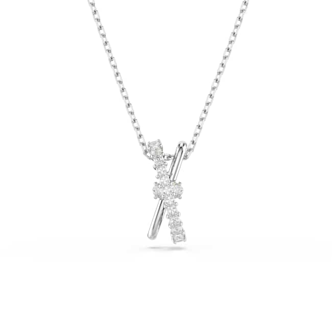 Swarovski Hyperbola Pendant – Mixed cuts, Twist, White, 18K rose gold finish