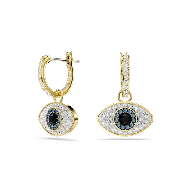 Swarovski Symbolica Drop Earrings – Evil eye, Blue, 18K gold finish