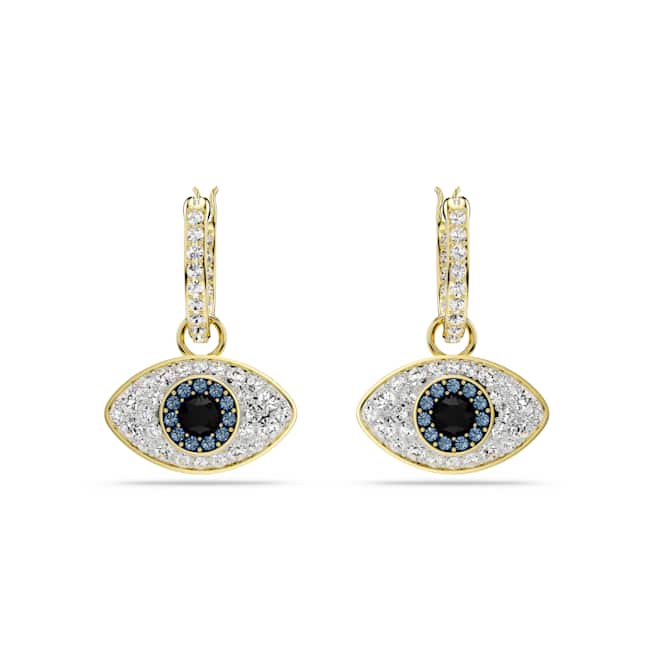 Swarovski Symbolica Drop Earrings – Evil eye, Blue, 18K gold finish