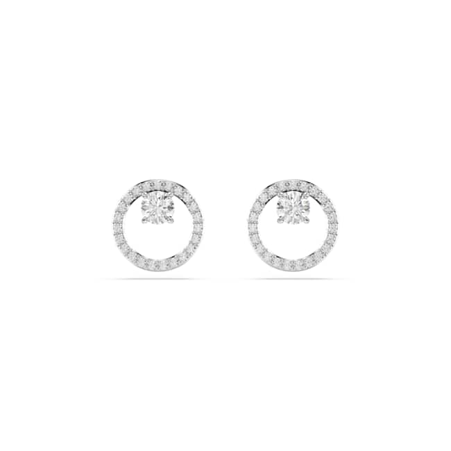 Swarovski Constella Stud Earrings – Round cut, White, Rhodium plated