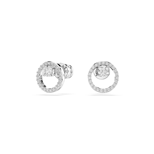 Swarovski Constella Stud Earrings – Round cut, White, Rhodium plated