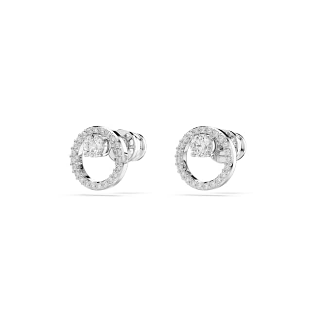 Swarovski Constella Stud Earrings – Round cut, White, Rhodium plated