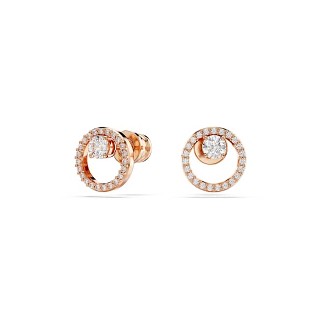 Swarovski Constella Stud Earrings – Round cut, White, 18K rose gold finish