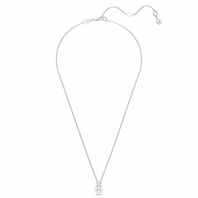 Swarovski Matrix Pendant – Crystal pearl, Round cut, White, Rhodium plated