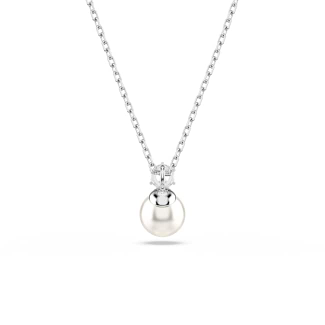 Swarovski Matrix Pendant – Crystal pearl, Round cut, White, Rhodium plated
