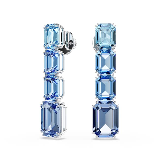 Swarovski Millenia Drop Earrings – Octagon cut, Colour gradient, Blue, Rhodium plated