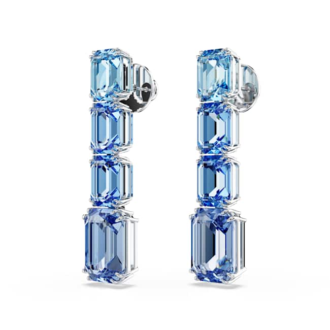 Swarovski Millenia Drop Earrings – Octagon cut, Colour gradient, Blue, Rhodium plated