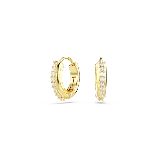 Swarovski Matrix Hoop Earrings – Round cut, White, 18K gold finish